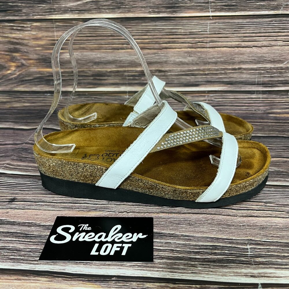 Naot Hawaii White Leather Women's Slide Sandals